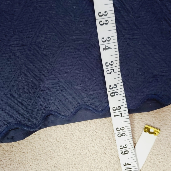 Tory Burch Jacquard Scalloped Navy Sheath Dress Classic Preppy 8 - Picture 4 of 7